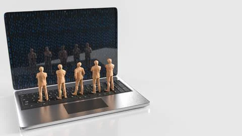 The Man  on Notebook for Business Concept 3d Rendering. Stock Illustration