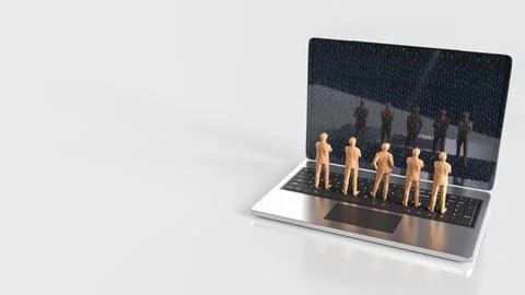 The Man  on Notebook for Business Concept 3d Rendering. Stock Illustration
