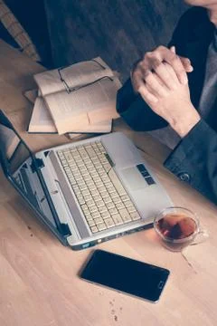 Man a notebook computer Stock Photos