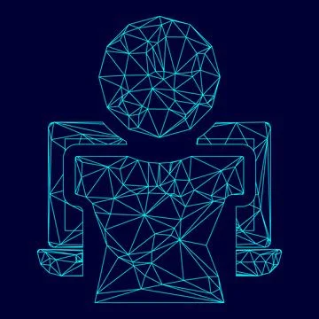 Man on the notebook low poly triangulation triangulated polygonal electric cy Stock Illustration