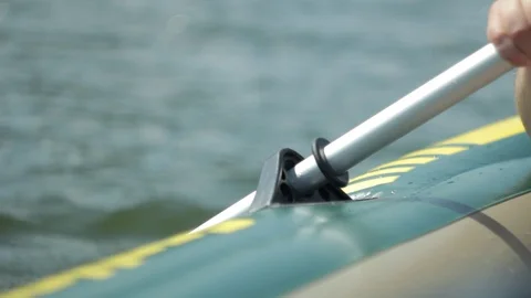 Man on oars, close-up of hands and oars Stock Footage 114133978