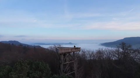 Man on observation tower, Circle Far 19Sek. 30FPS Stock-Footage 321632697