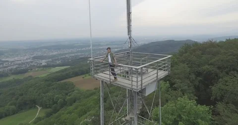 Man on an Observation Tower 動画素材 83448313