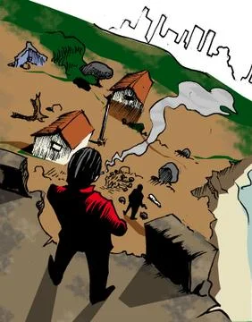 A man observes the panorama Illustrazione stock