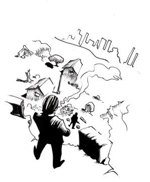 A man observes the panorama Illustrazione stock