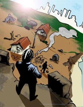 A man observes the panorama Illustrazione stock