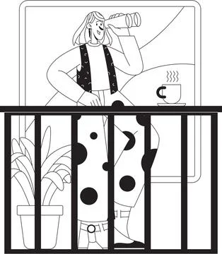 Man observing planets using binoculars illustration Иллюстрация