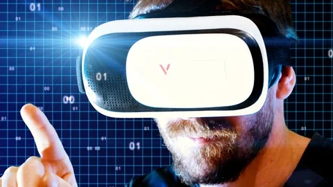Man with oculus VR, ideal footage to represent virtual reality Stock Footage 101298036