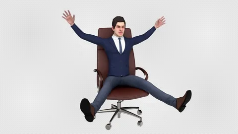 Man in office chair - 3d render looped with alpha channel. Stock Footage 167608297