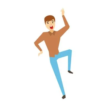 Man In Office Clothes Dancing, Part Of Funny Drunk People Having Fun At The Illustrazione stock