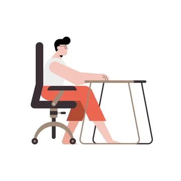 Man at office desk Stock Illustration