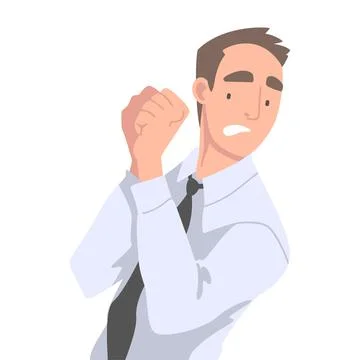 Man Office Employee Afraid of Something and Terrified Shaking with Fear Vector Stock Illustration