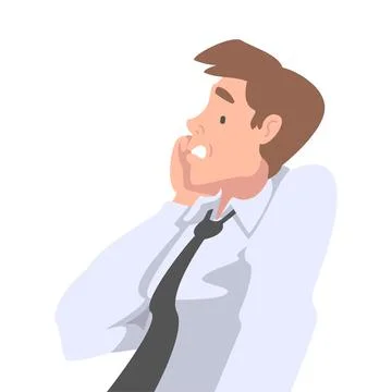 Man Office Employee Afraid of Something and Terrified Shaking with Fear Vector Stock Illustration