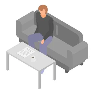 Man at office sofa icon, isometric style Stock Illustration