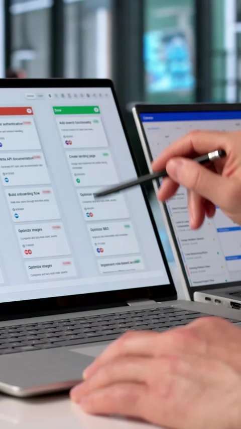 Man In Office Using Software To Organize Stock Footage 333849699