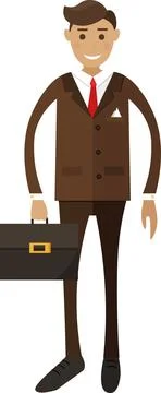 Man office worker with briefcase vector icon isolated on white Stock Illustration