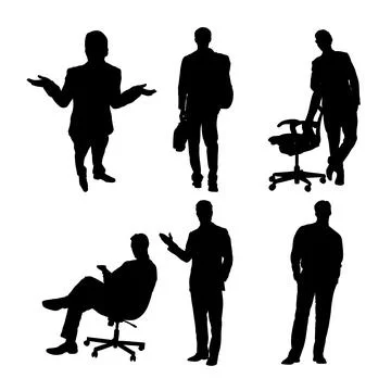 Man office worker silhouettes Stock Illustration