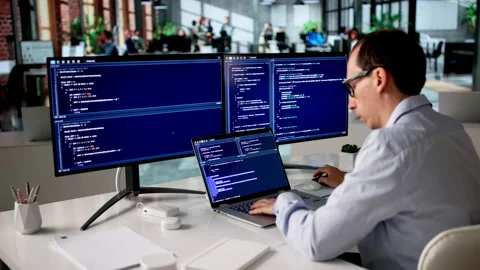 Man In Office Writing Software Code Stock Footage 334926753