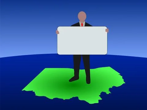 Man on ohio map with sign Stock Illustration
