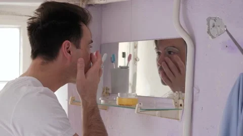 Man in old bathroom Video stock 194514366