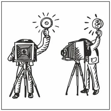 Man with old camera Stock Illustration
