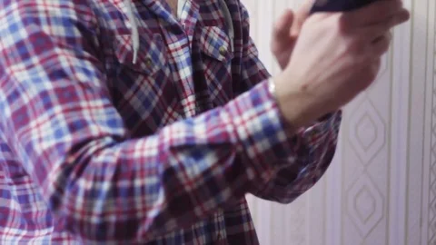 Man online banking using smartphone shopping online with credit card at home Stock Footage 70898466