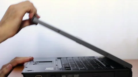 Man open and Typing on Laptop Stock Footage 837730