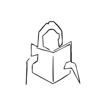 Man with open book sketch vector illustration Stock Illustration