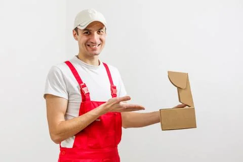 Man with an open box Stock Photos
