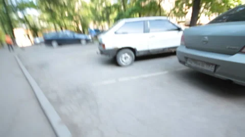 A man open car, sits and starts Stock Footage 6531983