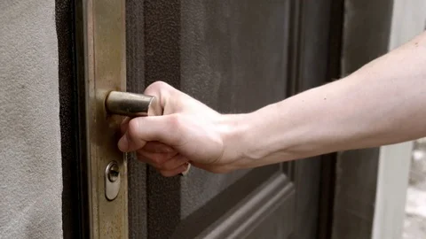 Man open door Video stock 111087579