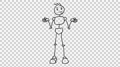 Man with open hand Stickman line drawing illustration animation sketch Stock Footage 43910180