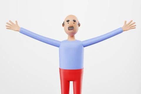 Man with an open hands for hugging welcoming his friends. 3d illustration Stock Illustration