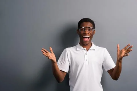 Man with open palms Stock Photos
