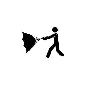 A man with an open umbrella icon. Element of weather elements illustration Illustrazione stock