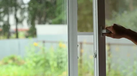 Man open window HD Stock Footage 53163340