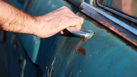 The man opened the car door and then closed it Stock Footage 85278638