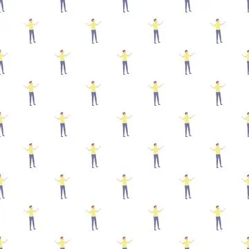 Man opening arms presenting seamless pattern background Stock Illustration