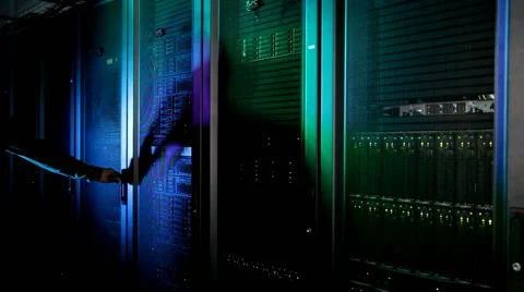 Man opening Control Module in data center. Stock Footage 45177673