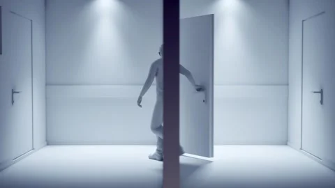 Man opening doors, looping 3D animation Stock Footage 301610357
