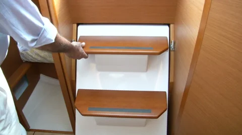 Man opening engine room on a boat  Stock Footage 41687696