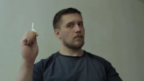 Man opening with key into the camera. Video stock 77324756