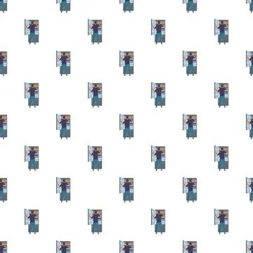 Man opening refrigerator seamless pattern background 스톡 일러스트