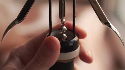 Man opening the wine, close up Stock Footage 127996627