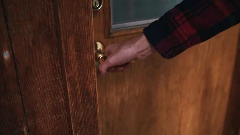 Man Opens Cabin Door Stock Footage 83598512