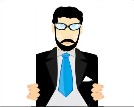 Man opens door Stock Illustration