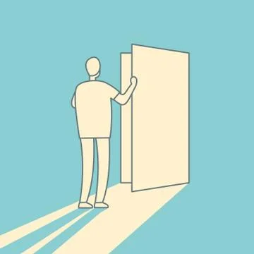 Man opens the door Stock Illustration