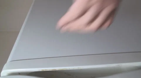 Man Opens Freezer Door Below Shot Video stock 36293843