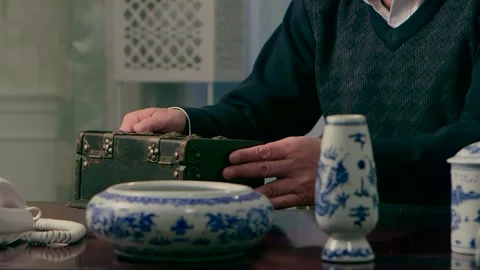 The man opens the long-held treasure box Stock Footage 261642367