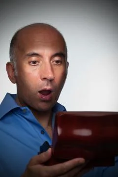 Man opens a magical box Stock Photos